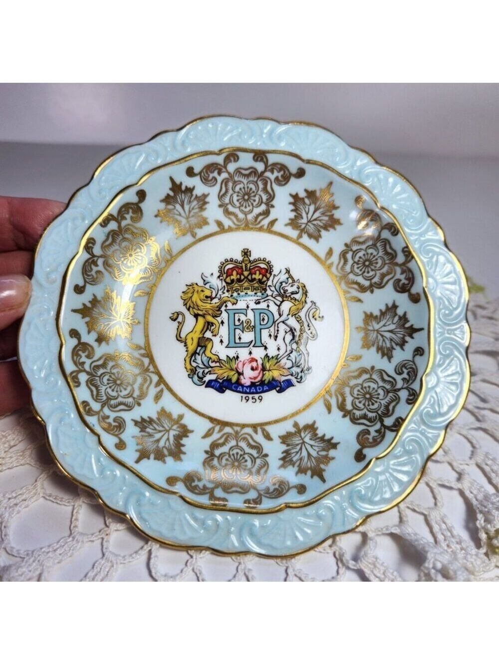 Vintage 1959 Paragon Bone China Dish Queen Elizabeth St Lawrence Seaway Canada